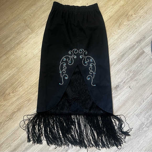 Vintage Boho Western Fringe High Low Skirt - Picture 3 of 16